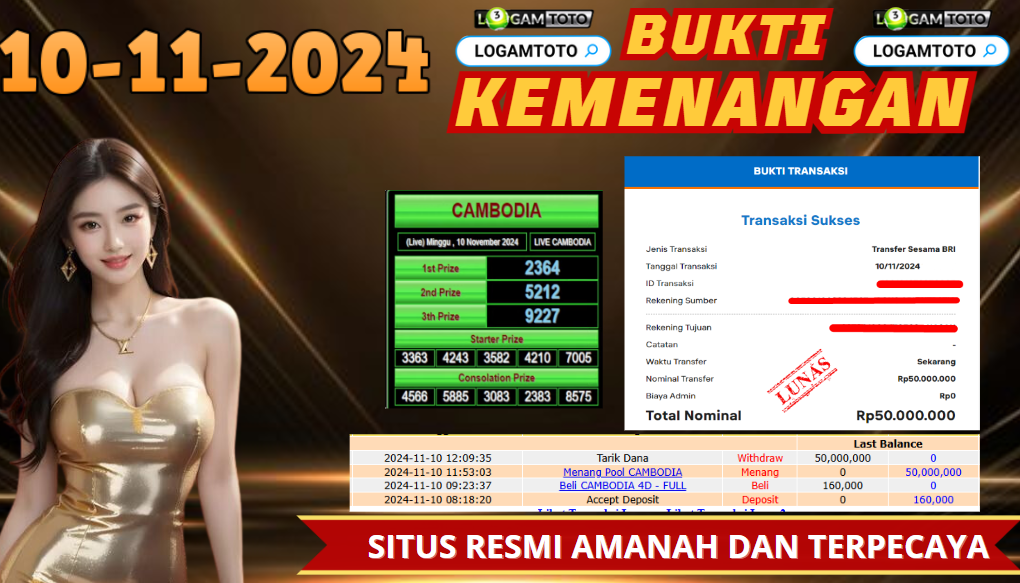 SELAMAT KEPADA MEMBER SETIA LOGAMTOTO BERHASIL JACKPOT DI PERMAINAN TOGEL CAMBODIA POOLS